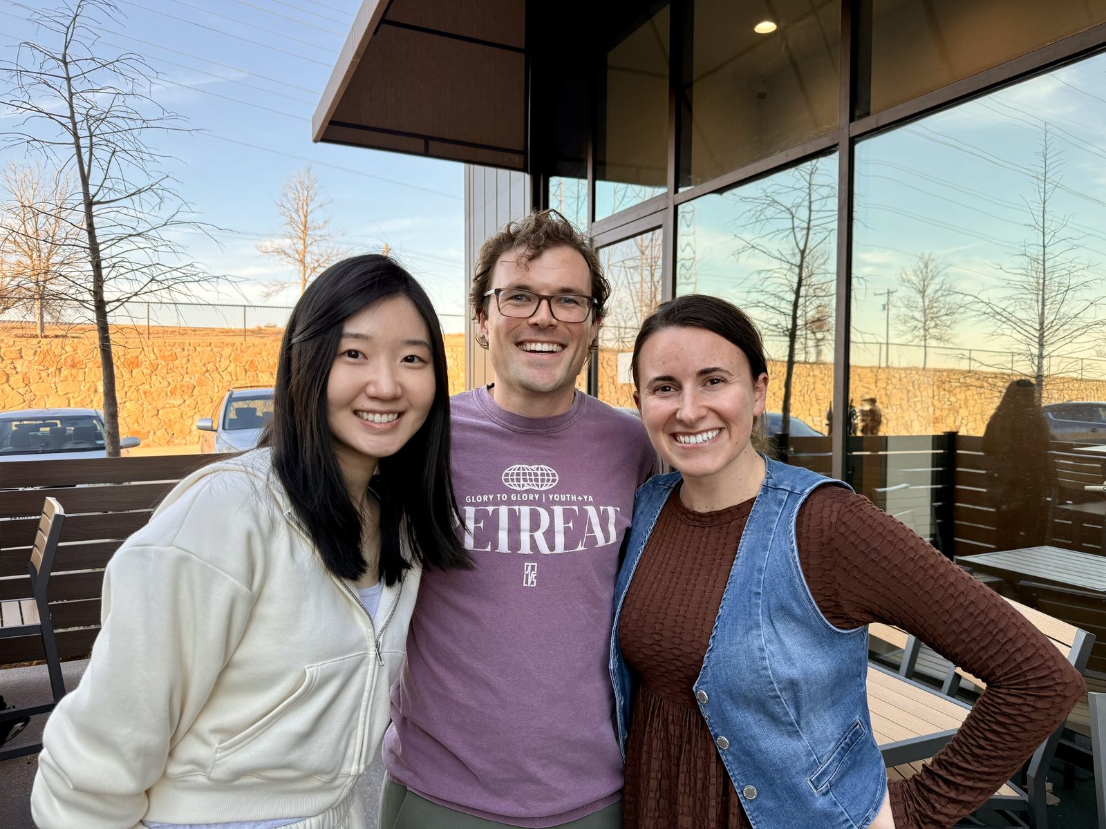 Yuxuan, Clayton, and Jordyn together outside Chicha San Chen
